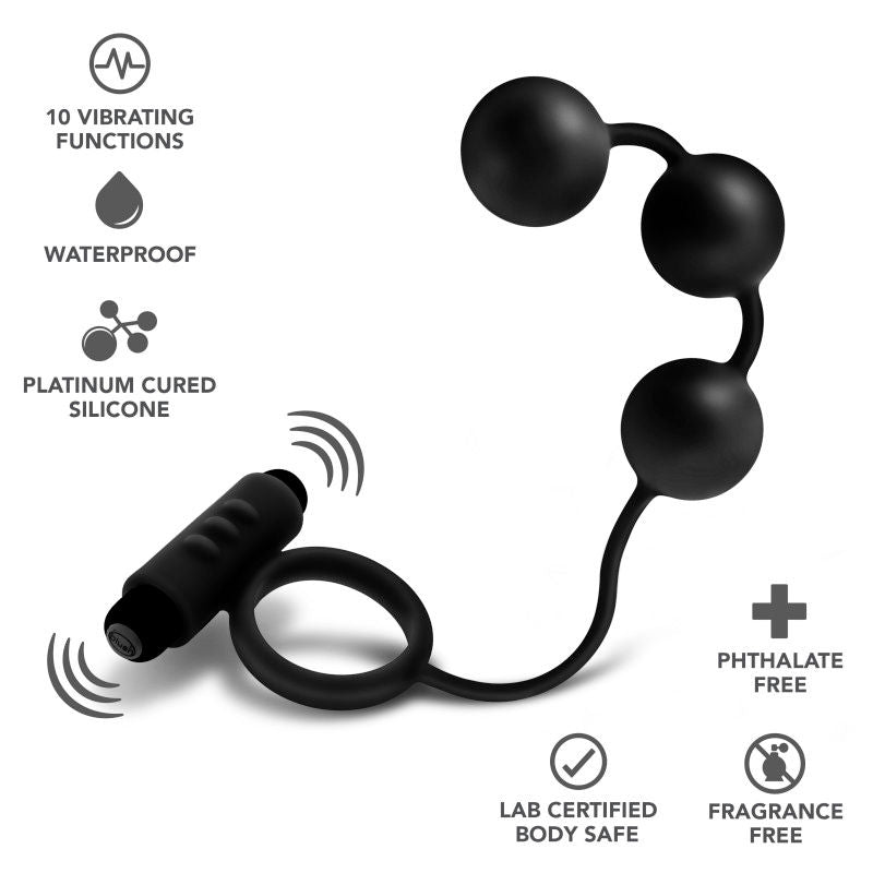 Anal adventures - platinum anal beads & vibrating c-ring - Product side view  | Flirtybay.com.au