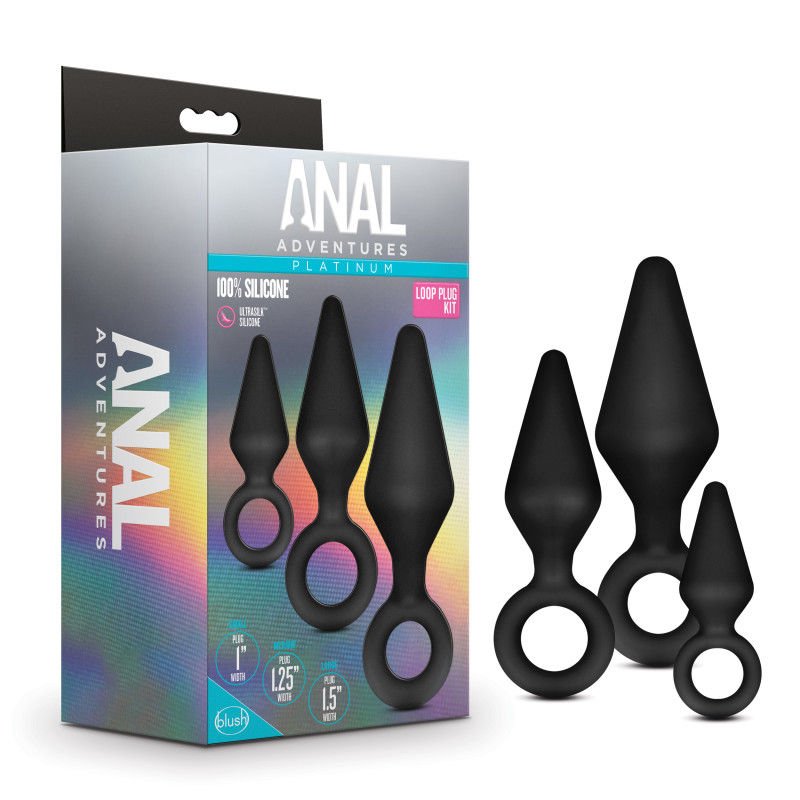 Anal adventures - platinum loop anal plug kit - Product front view and box front view | Flirtybay.com.au