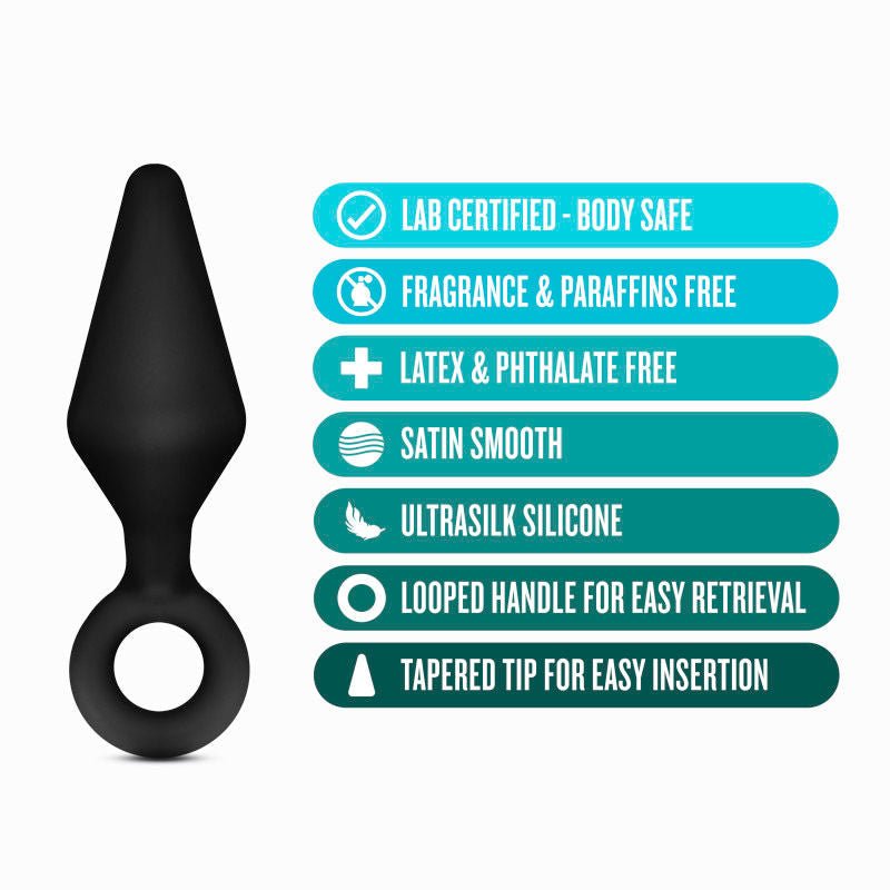 Anal adventures - platinum loop anal plug kit - Product front view, with details  | Flirtybay.com.au