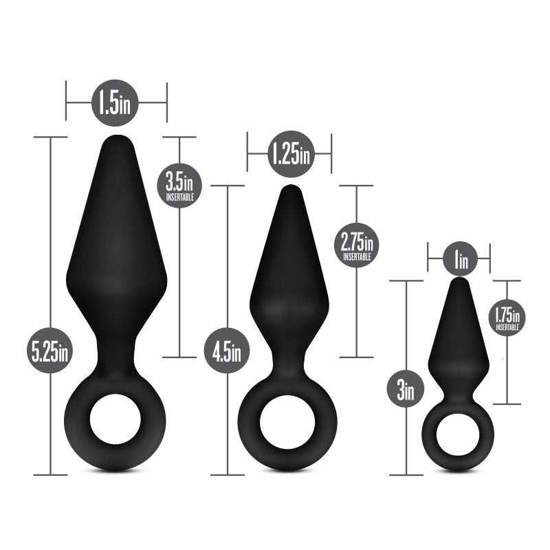 Anal adventures - platinum loop anal plug kit - Product front view, with sizes | Flirtybay.com.au