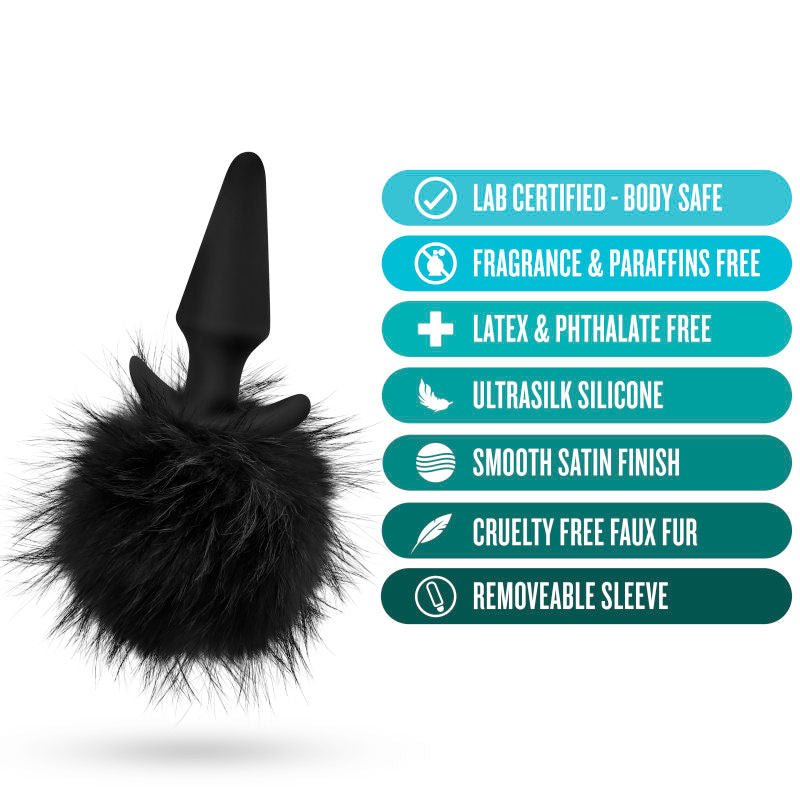 Anal adventures - platinum rabbit tail butt plug - Product side view  | Flirtybay.com.au