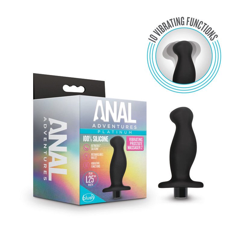 Anal adventures - platinum vibrating prostate massager 02 - Product front view and box front view | Flirtybay.com.au