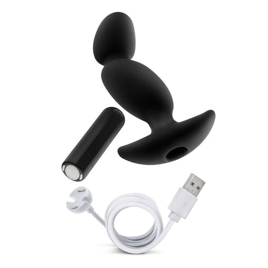 Anal adventures - platinum vibrating prostate massager 04 - Product side view, with charger  | Flirtybay.com.au