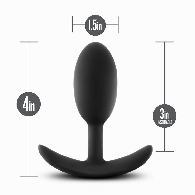 Anal adventures platinum - vibrating slim butt plug - Product front view, with dimensions | Flirtybay