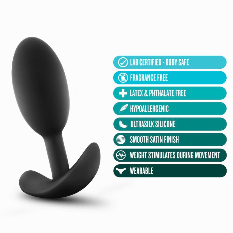 Anal adventures platinum - vibrating slim butt plug - Product side view -with specifications | Flirtybay
