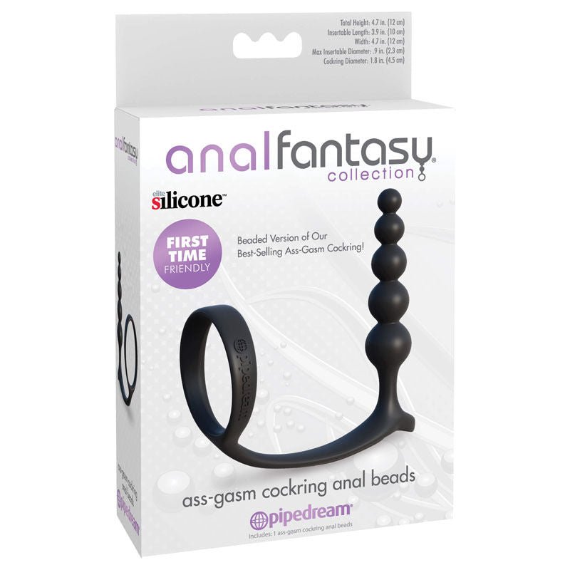 Anal fantasy collection - ass-gasm cock ring anal beads -  box front view | Flirtybay.com.au