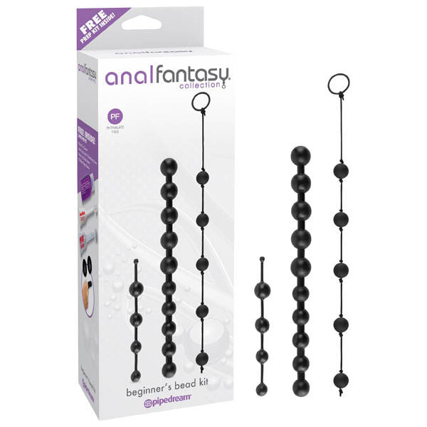 Anal fantasy collection - beginner's anal bead kit - Product front view and box front view | Flirtybay.com.au