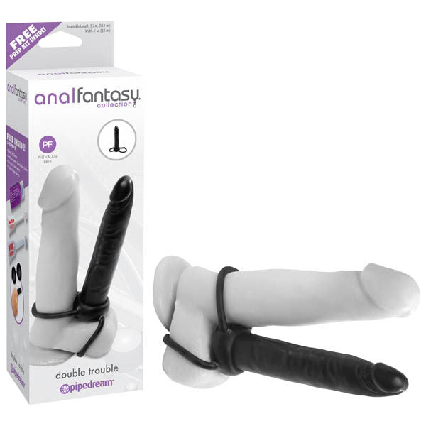 Anal fantasy collection - double trouble cock ring - Product front view and box front view | Flirtybay.com.au