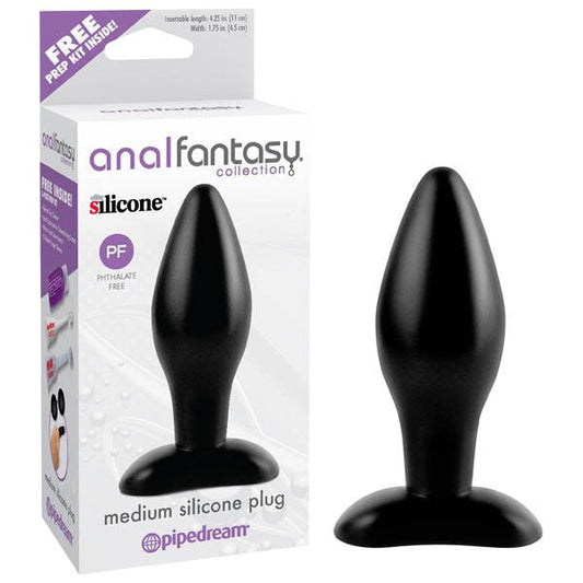 Anal fantasy collection - silicone butt plug - Medium - Product front view and box front view | Flirtybay.com.au