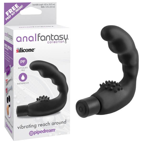 Anal fantasy collection - vibrating reach around - Product side view and box side view | Flirtybay.com.au