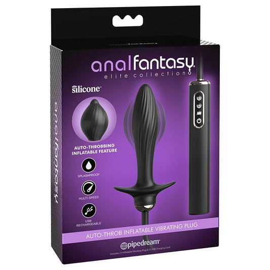 Anal fantasy elite - auto throb inflatable vibrating plug -  box front view | Flirtybay.com.au
