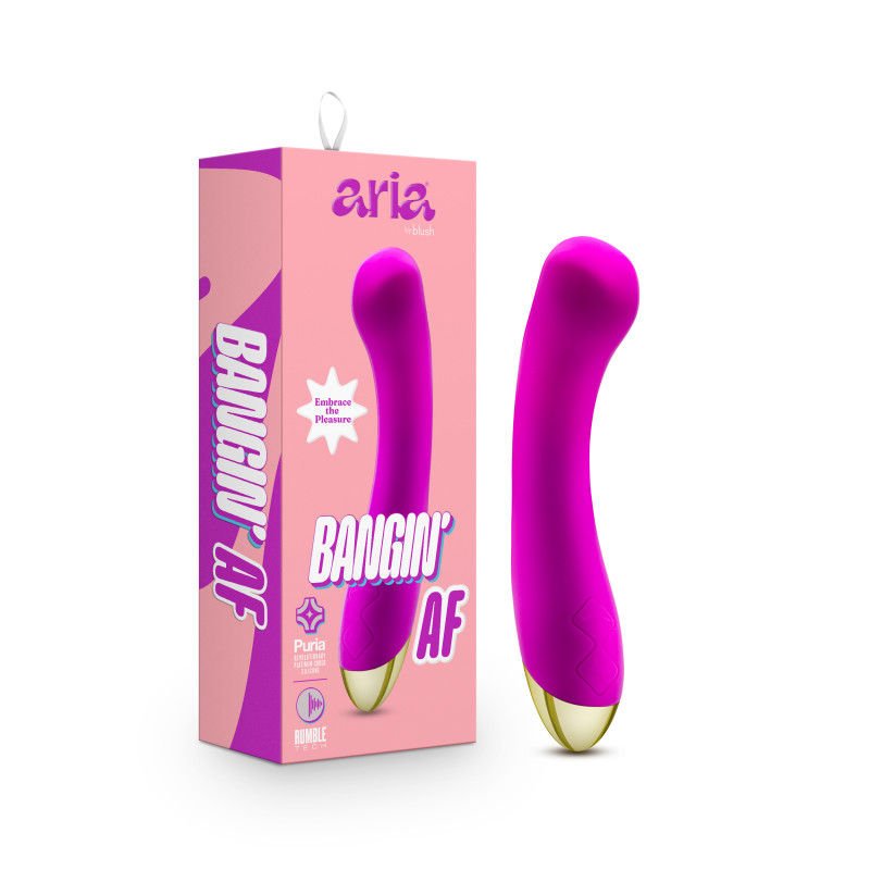 Aria bangin' af - g-spot vibrator - Product front view and box front view | Flirtybay.com.au