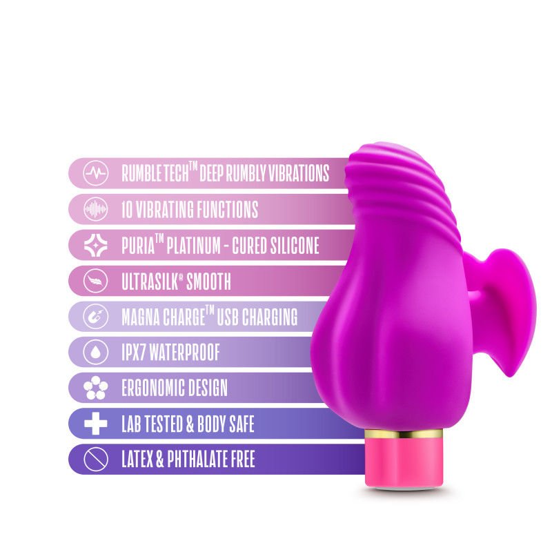 Aria erotic af - finger vibrator - Product front view, with specifications  | Flirtybay.com.au