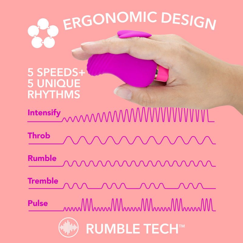 Aria erotic af - finger vibrator - Product front view, with vibrations  | Flirtybay.com.au