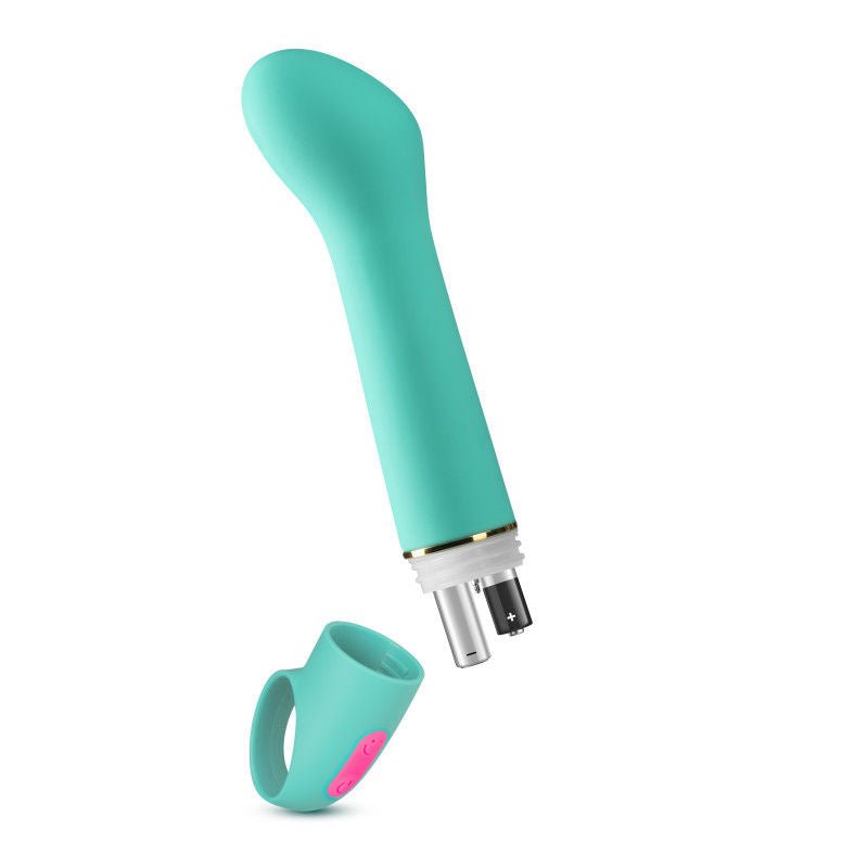 Aria flirty af - g-spot vibrator - Product front view, focus on batteries  | Flirtybay.com.au