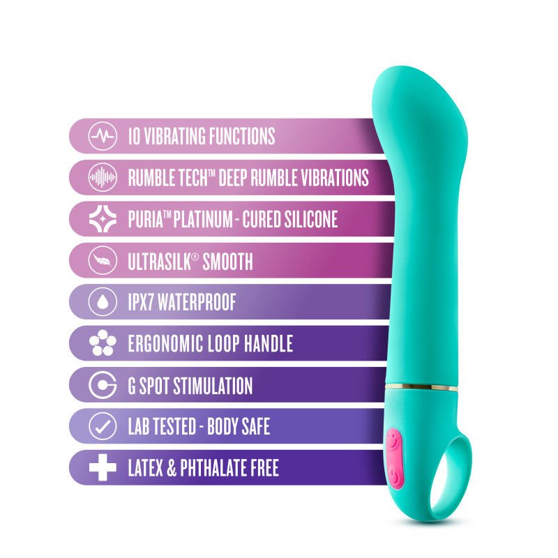 Aria flirty af - g-spot vibrator - Product front view, with details  | Flirtybay.com.au