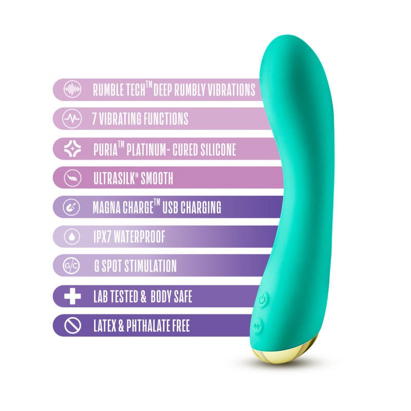 Aria luscious af - g-spot vibrator - Product front view, with details  | Flirtybay.com.au