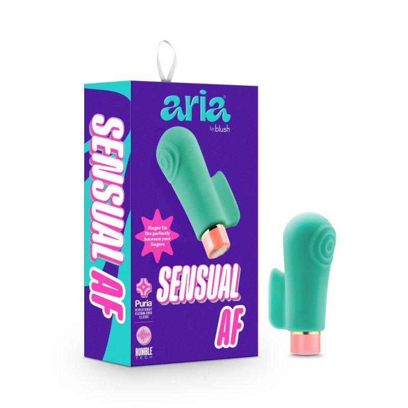 Aria sensual af - finger vibrator - Product front view and box front view | Flirtybay.com.au