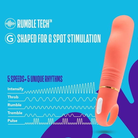 Aria smokin af - g - spot vibrator - Product front view, with speeds and vibrations  | Flirtybay.com.au