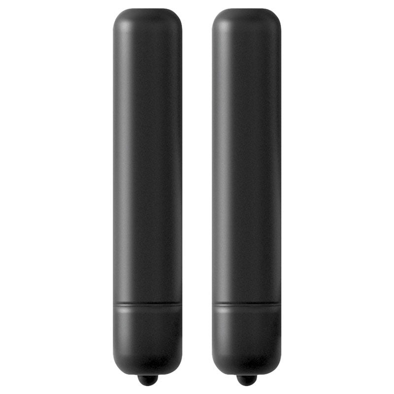 Image showing the two bullet vibrators included in the PDX Elite Ass-gasm Vibrating Kit, displayed side by side on a white background. | Flirty Bay adult store Perth