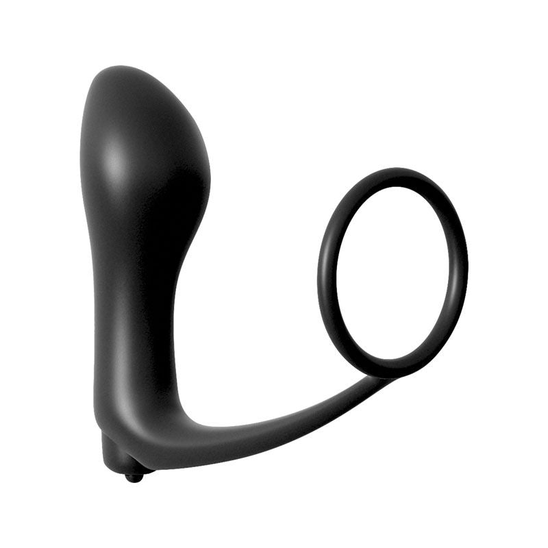 Front view of the prostate massager included in the PDX Elite Ass-gasm Vibrating Kit, showing its ergonomic shape and silicone texture on a clean white background. | Flirty Bay adult store Perth