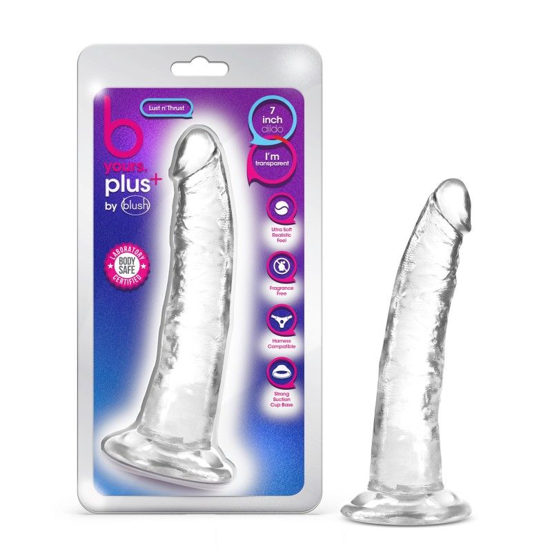 B yours - plus lust n thrust - Clear - Product front view and box front view | Flirtybay.com.au