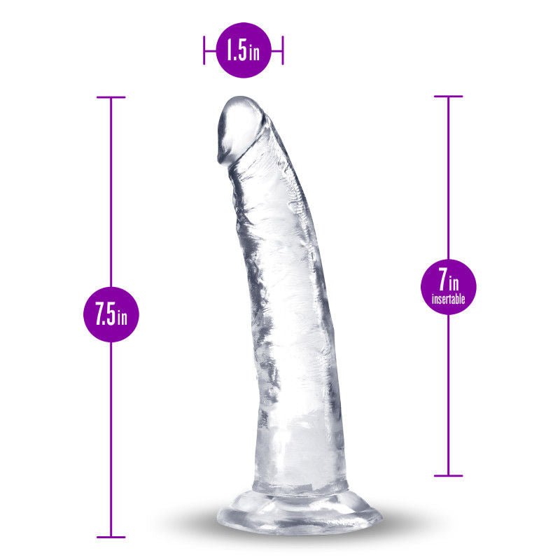 B yours - plus lust n thrust - Clear - Product front view, with sizes  | Flirtybay.com.au