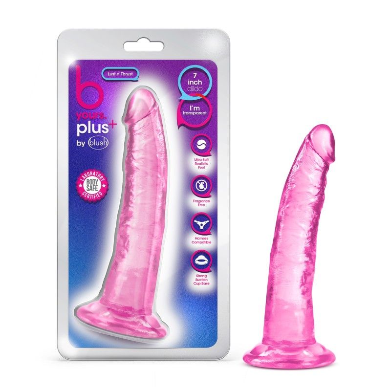 B yours - plus lust n thrust - Pink - Product front view and box front view | Flirtybay.com.au