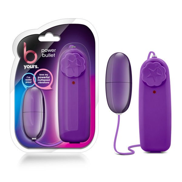 B yours - power bullet - Purple - Product front view and box front view | Flirtybay.com.au