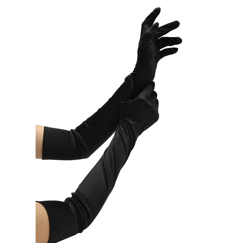 Baci - white label satin opera gloves - Product side view  | Flirtybay.com.au