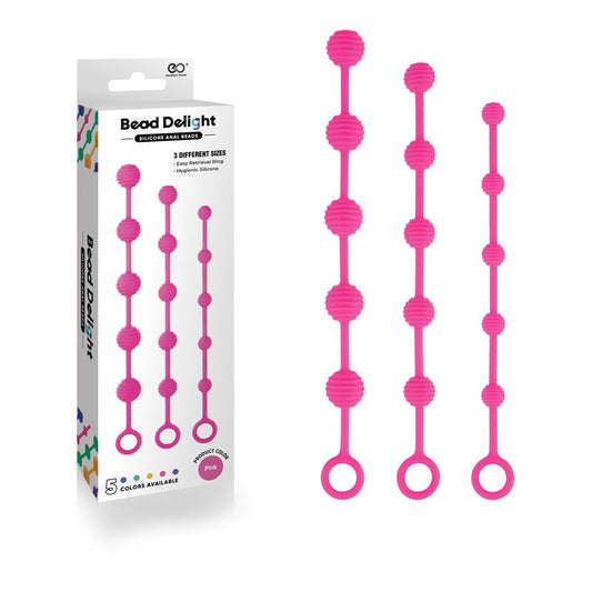 Bead Delight silicone anal beads pink front with the box | Flirtybay.com.au