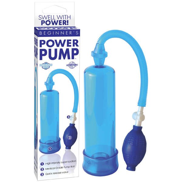 Beginner's power penis pump - Blue - Product front view  | Flirtybay.com.au