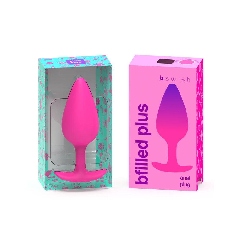 Bfilled -  basic plus - magenta butt plug -  box front view | Flirtybay