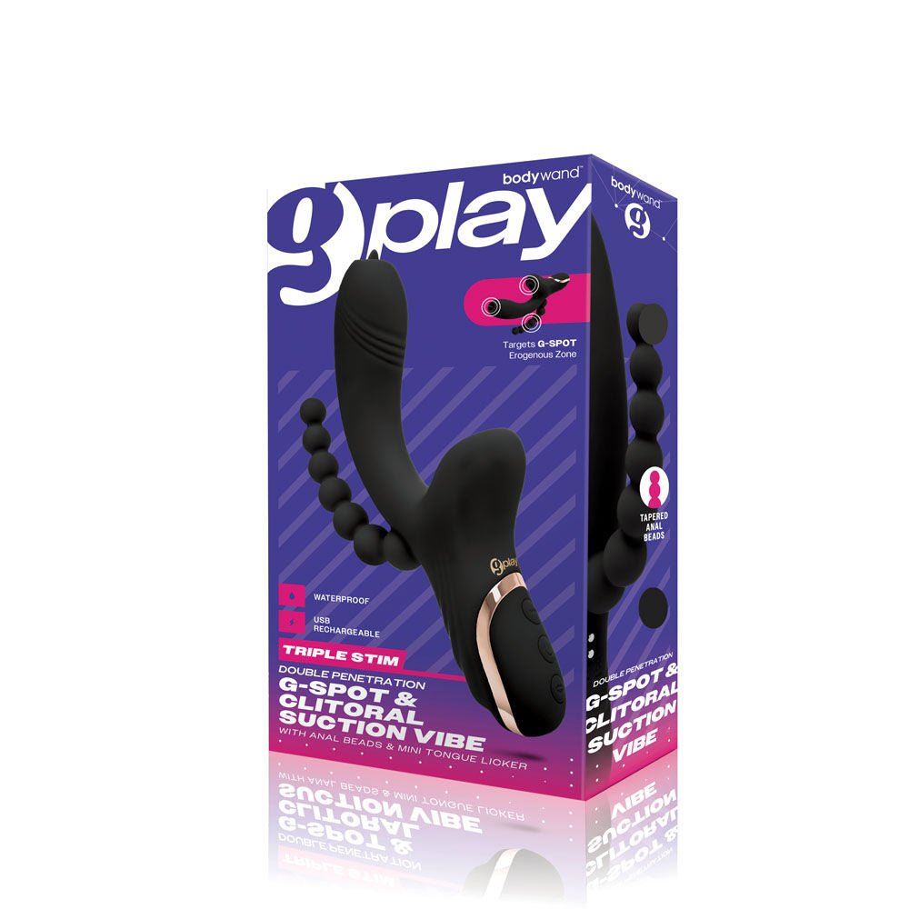 Bodywand - g-play g-spot & clitoral suction vibe -  box side view | Flirtybay.com.au