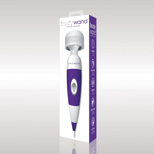 Bodywand - original vibrating wand, purple -  box side view | Flirtybay.com.au