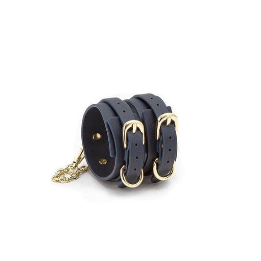 Bondage couture ankle cuffs blue front product | Flirtybay.com.au