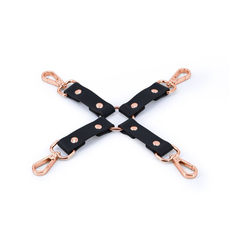 Bondage couture hog tie black, front | Flirtybay.com.au