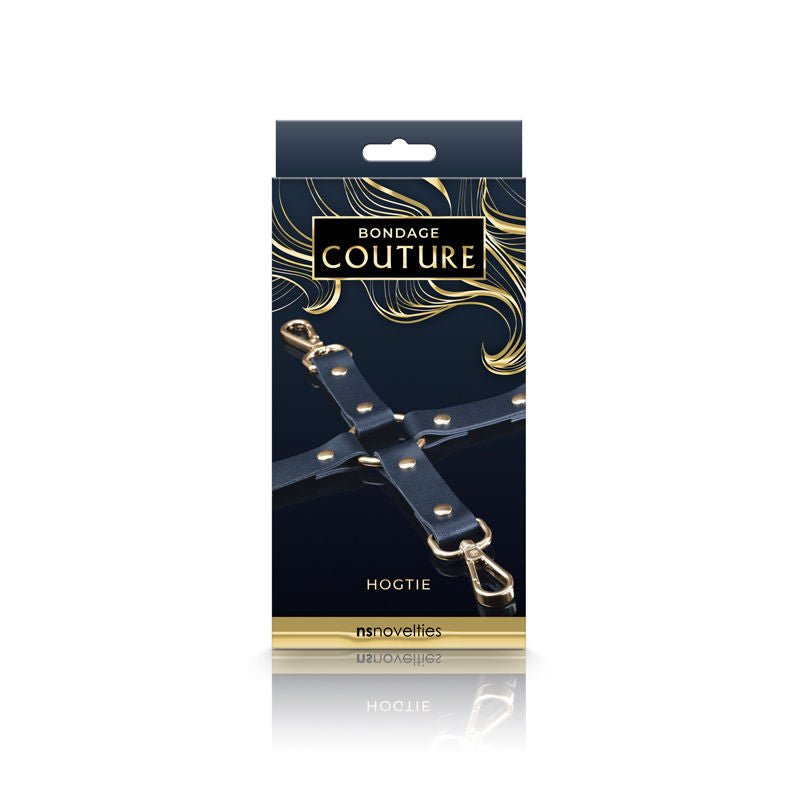 Bondage couture hog tie blue, box front | Flirtybay.com.au