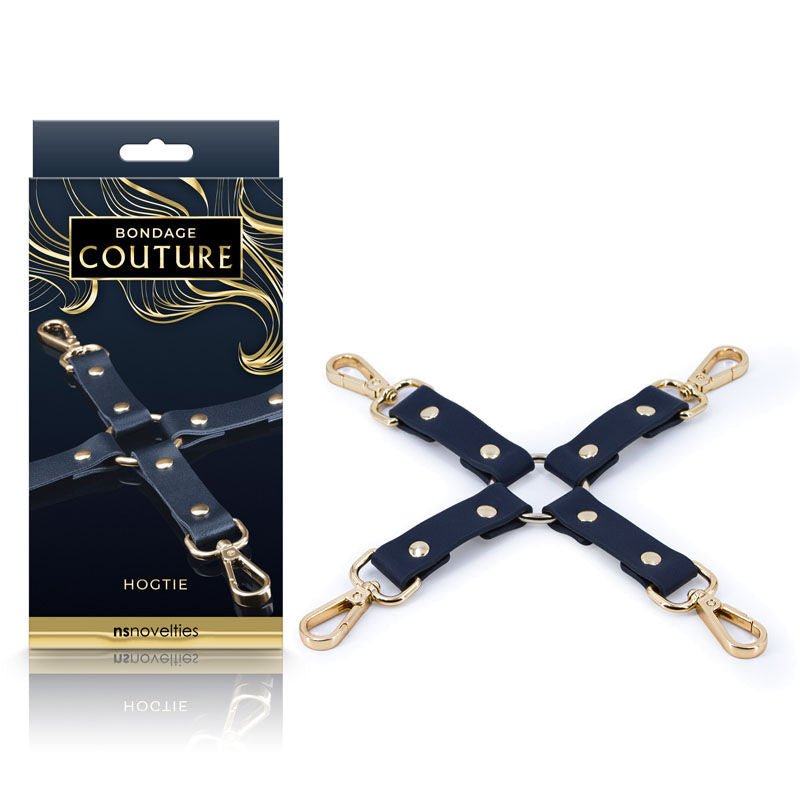 Bondage couture hog tie blue, in box and front | Flirtybay.com