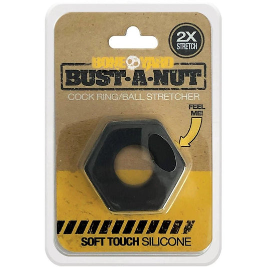 Boneyard - bust a nut cock ring - Product front view and box front view | Flirtybay.com.au