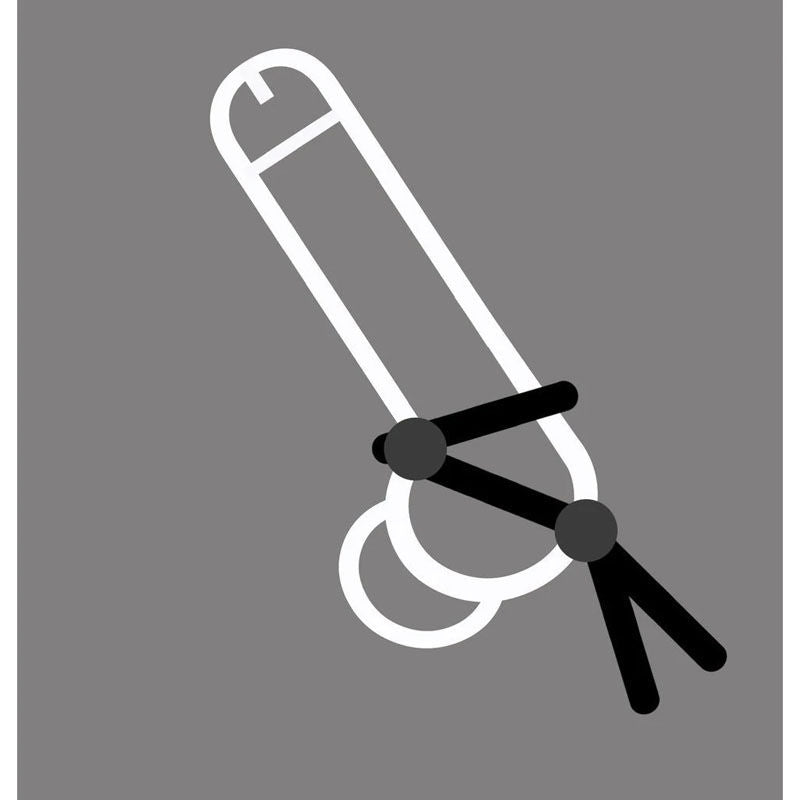 Boneyard cock leash double - cock ring - Product front view, on a penis  | Flirtybay.com.au