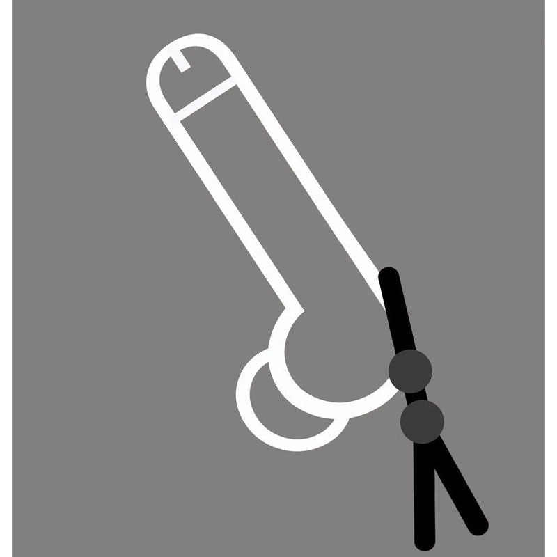 Boneyard cock leash double - cock ring - Product top view, on penis  | Flirtybay.com.au