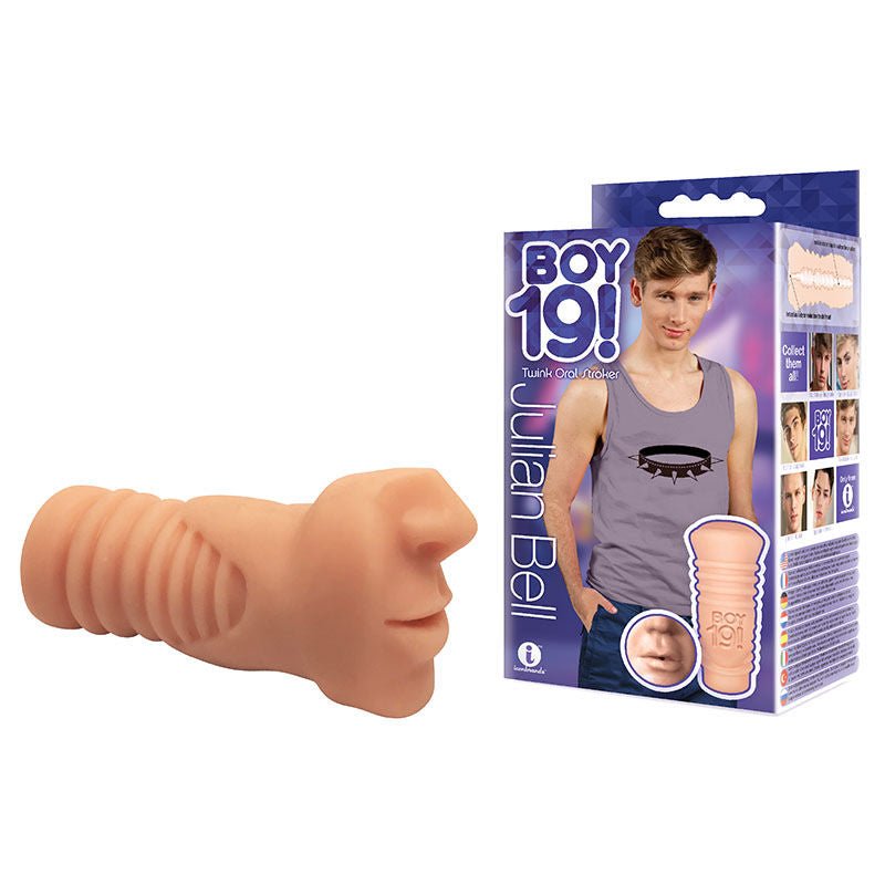 Boy 19! julian bell - realistic mouth - male masturbator - Product side view and box front view | Flirtybay.com.au