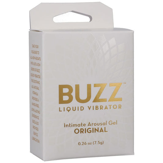Buzz - liquid vibrator - arousal gel -  box front view | Flirtybay.com.au