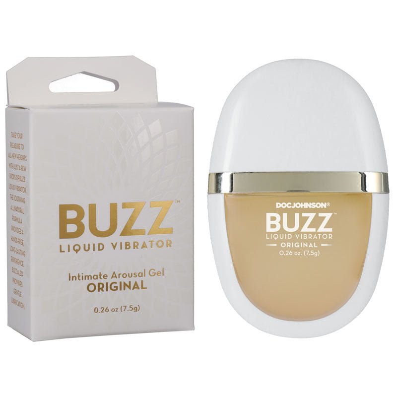 Buzz - liquid vibrator - arousal gel - Product front view and box front view | Flirtybay.com.au