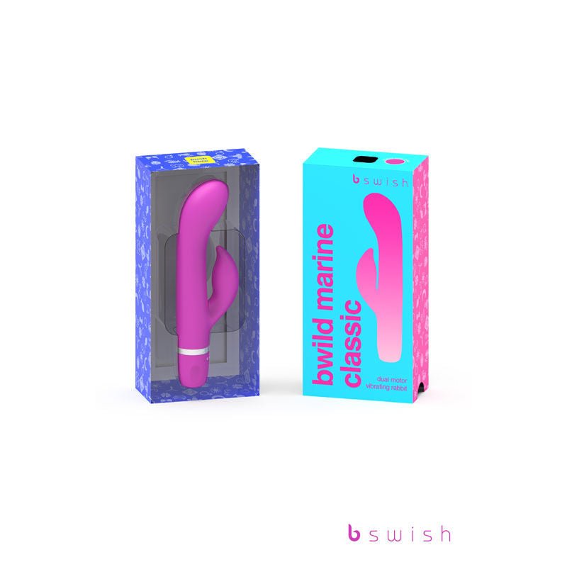 Bwild classic marine - rabbit vibrator -  Purple -box front view | Flirtybay.com.au