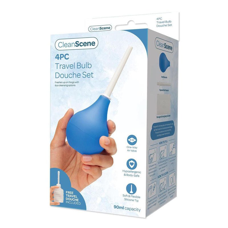 Cleanscene - 4 piece travel bulb douche set - Product front view  | Flirtybay.com.au