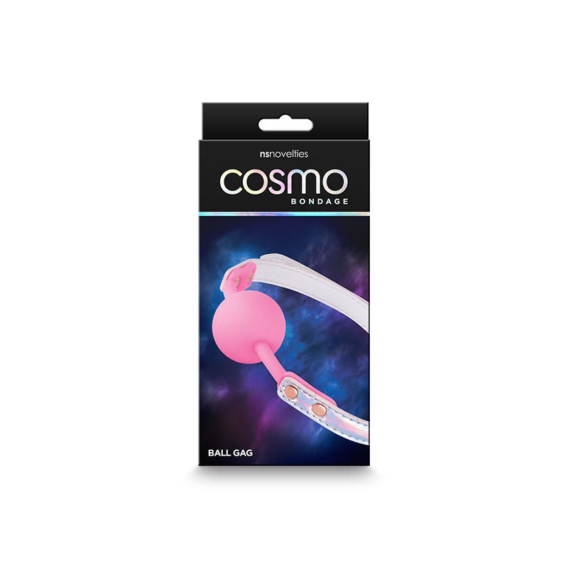 Cosmo bondage - ball gag - rainbow -  box front view | Flirtybay.com.au