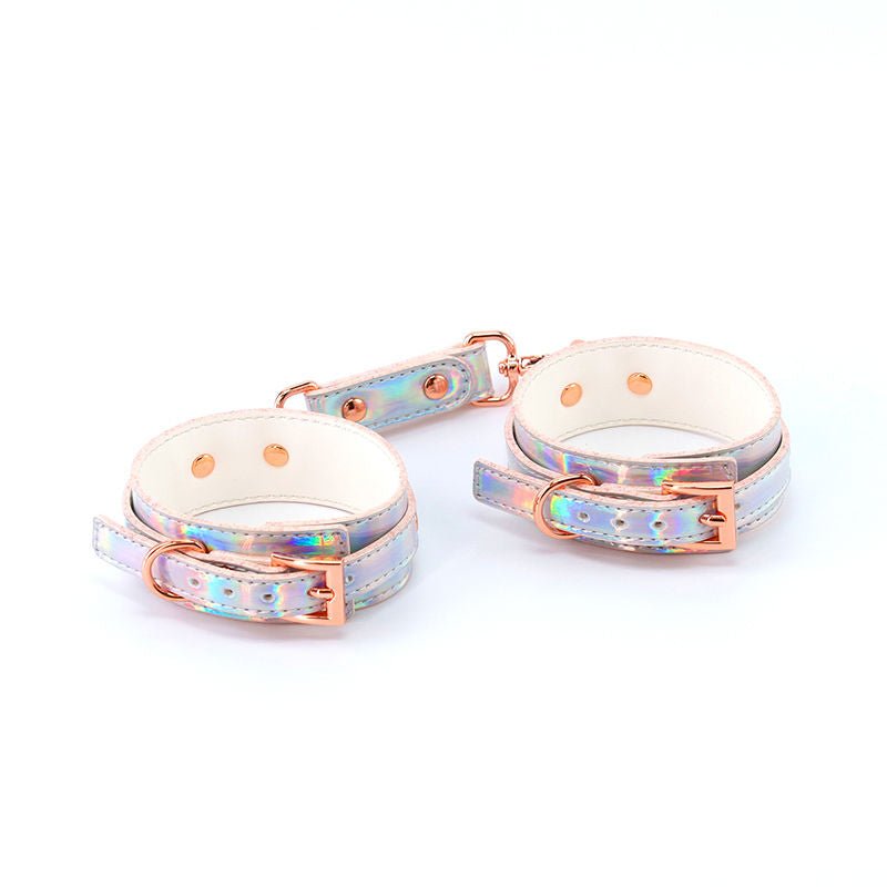 Cosmo bondage wrist cuffs - rainbow - Product front view  | Flirtybay.com.au