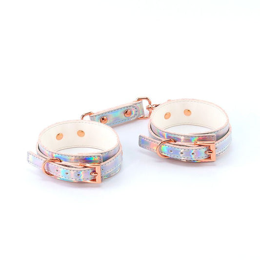 Cosmo bondage wrist cuffs - rainbow - Product front view  | Flirtybay.com.au